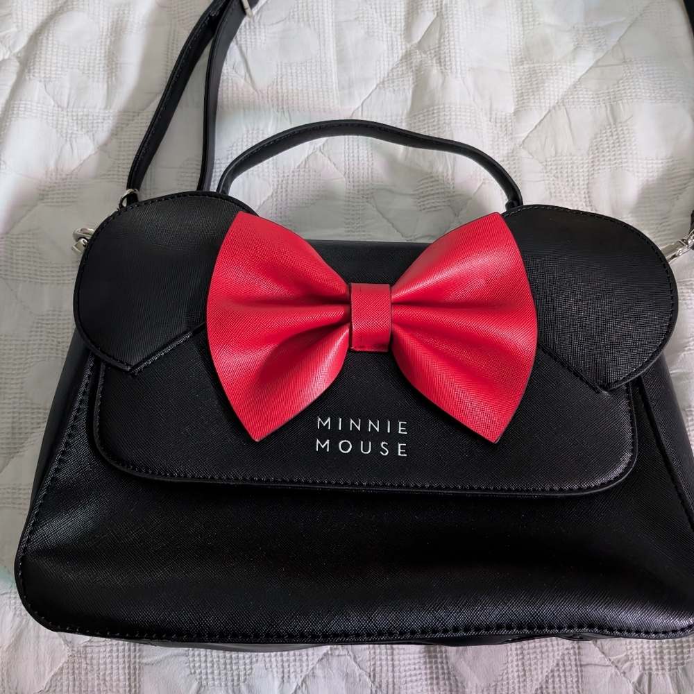 Loungefly Black and Red Crossbody Bag with Bow Accent